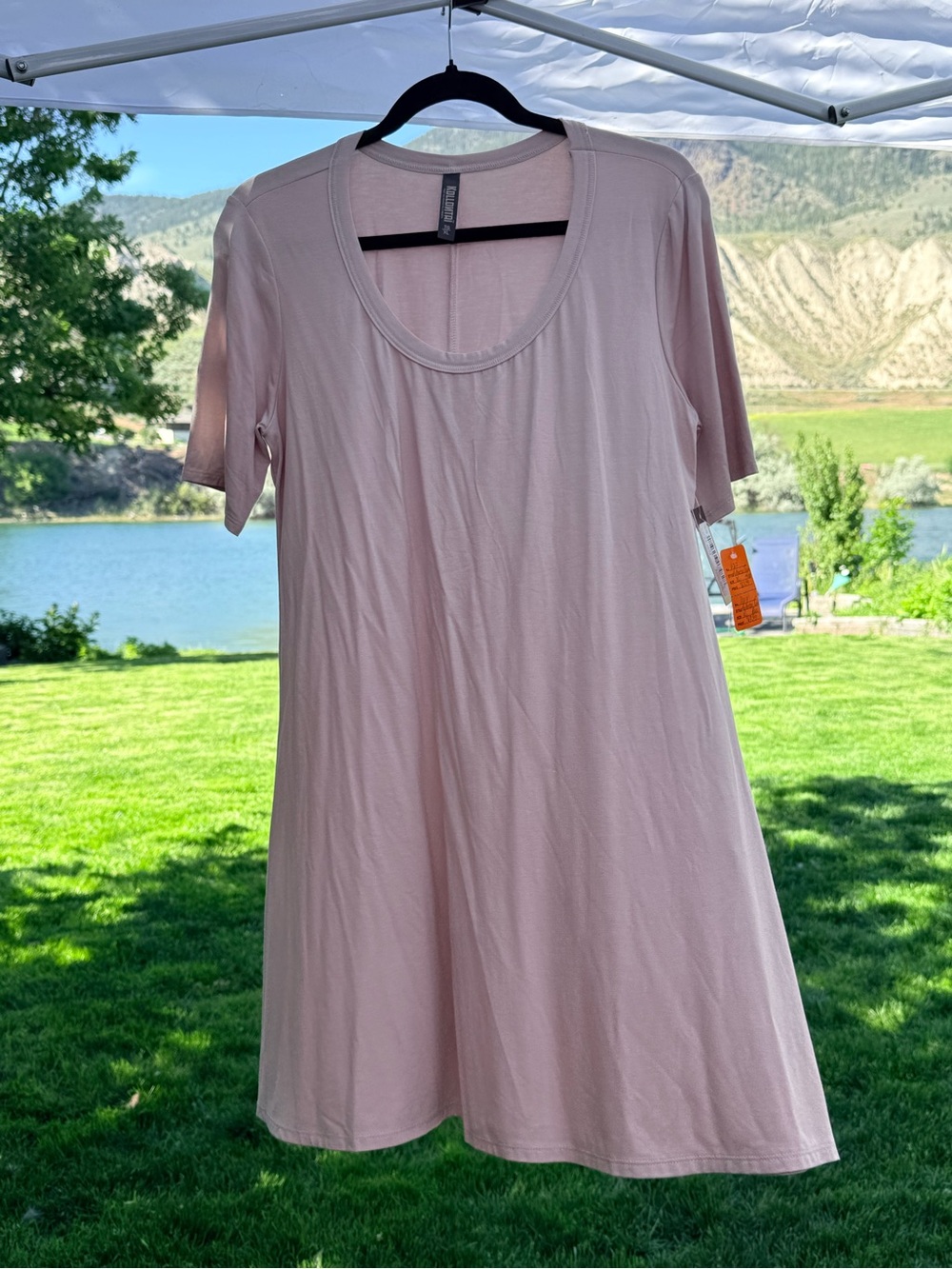 Women’s Midi Scoop Neck Dress - Light Pink